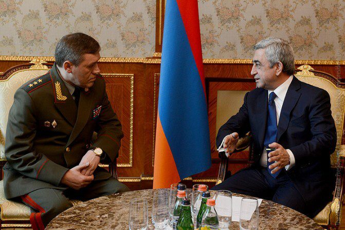 Սերժ Սարգսյանն այսօր ընդունել է ՌԴ ԶՈՒգլխավոր շտաբի պետ-ՊՆ առաջին տեղակալ, գեներալ-գնդապետ Վալերի Գերասիմովին