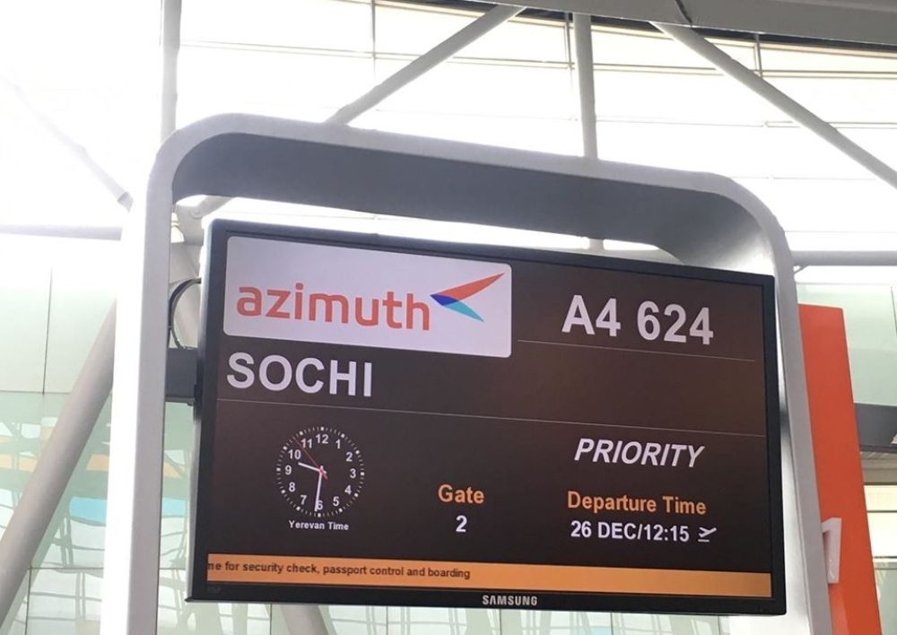 Azimuth ավիաընկերությունն այսօրվանից  Երևան-Սոչի-Երևան երթուղով կանոնավոր չվերթեր կիրականացնի